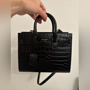 Saint Laurent Sac De Jour Nano Black Croc